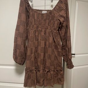 Brown Plaid Kids Dress